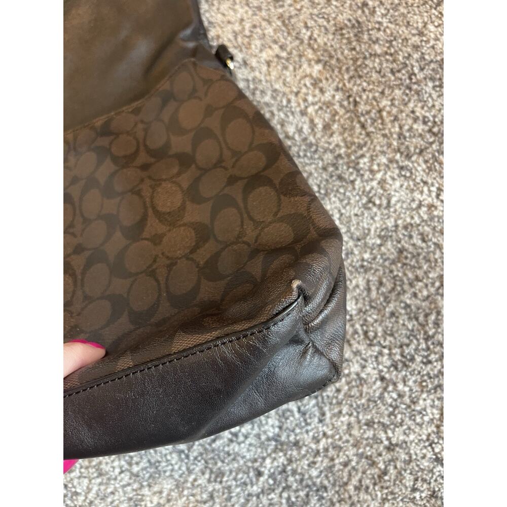Coach Charles Fold-over City Tote Bag Large Without Strap Brown Logo Leather - Picture 3 of 10